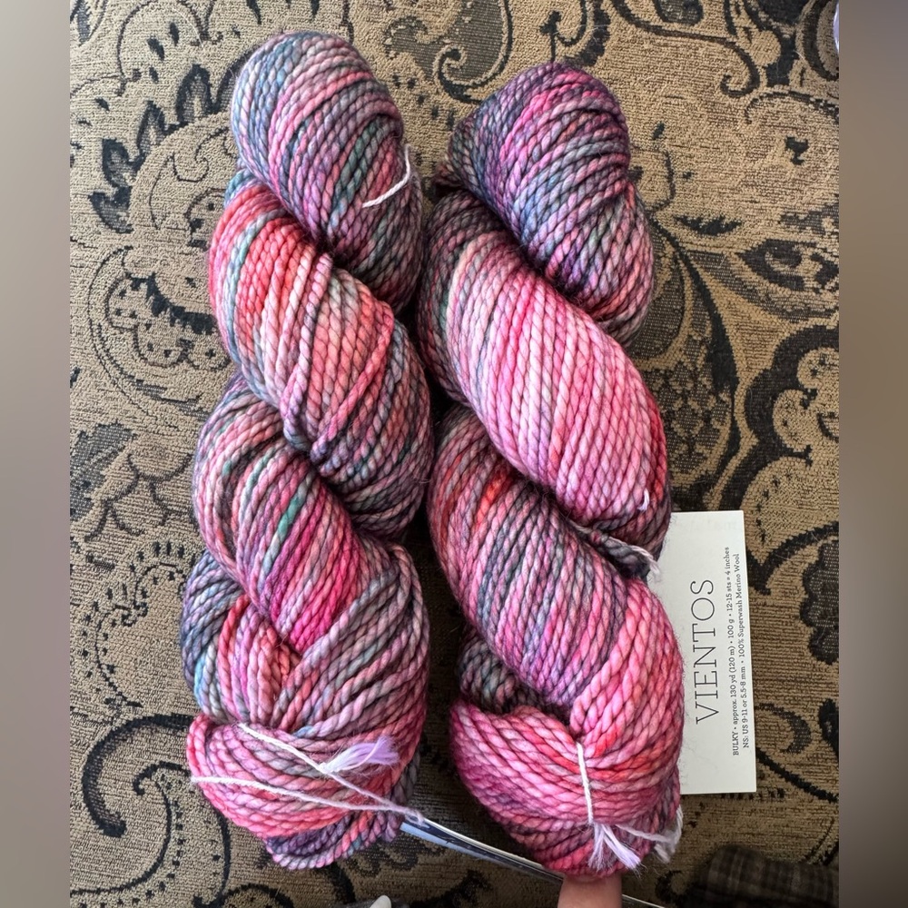 Malabrigo Vientos Hand-Dyed Yarn in Pink and Purple - Picture 4 of 17